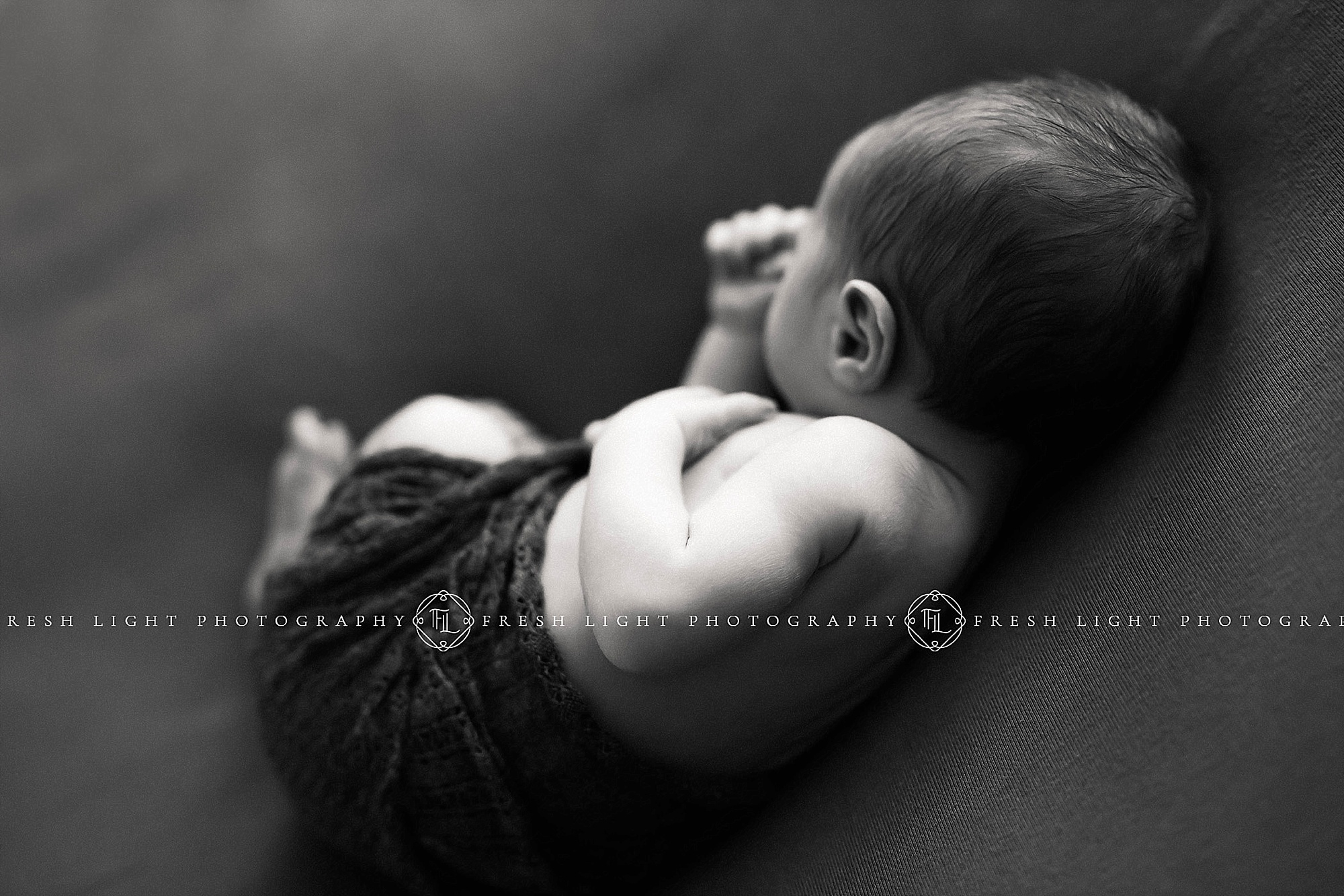 moody black and white newborn photography by houston's fresh light photography