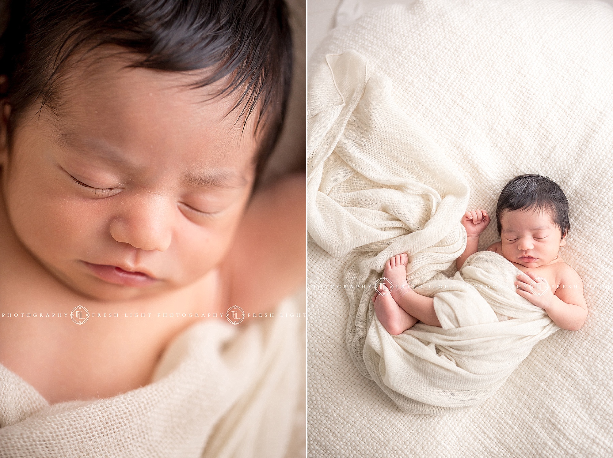 swaddled baby boy at newborn photo session