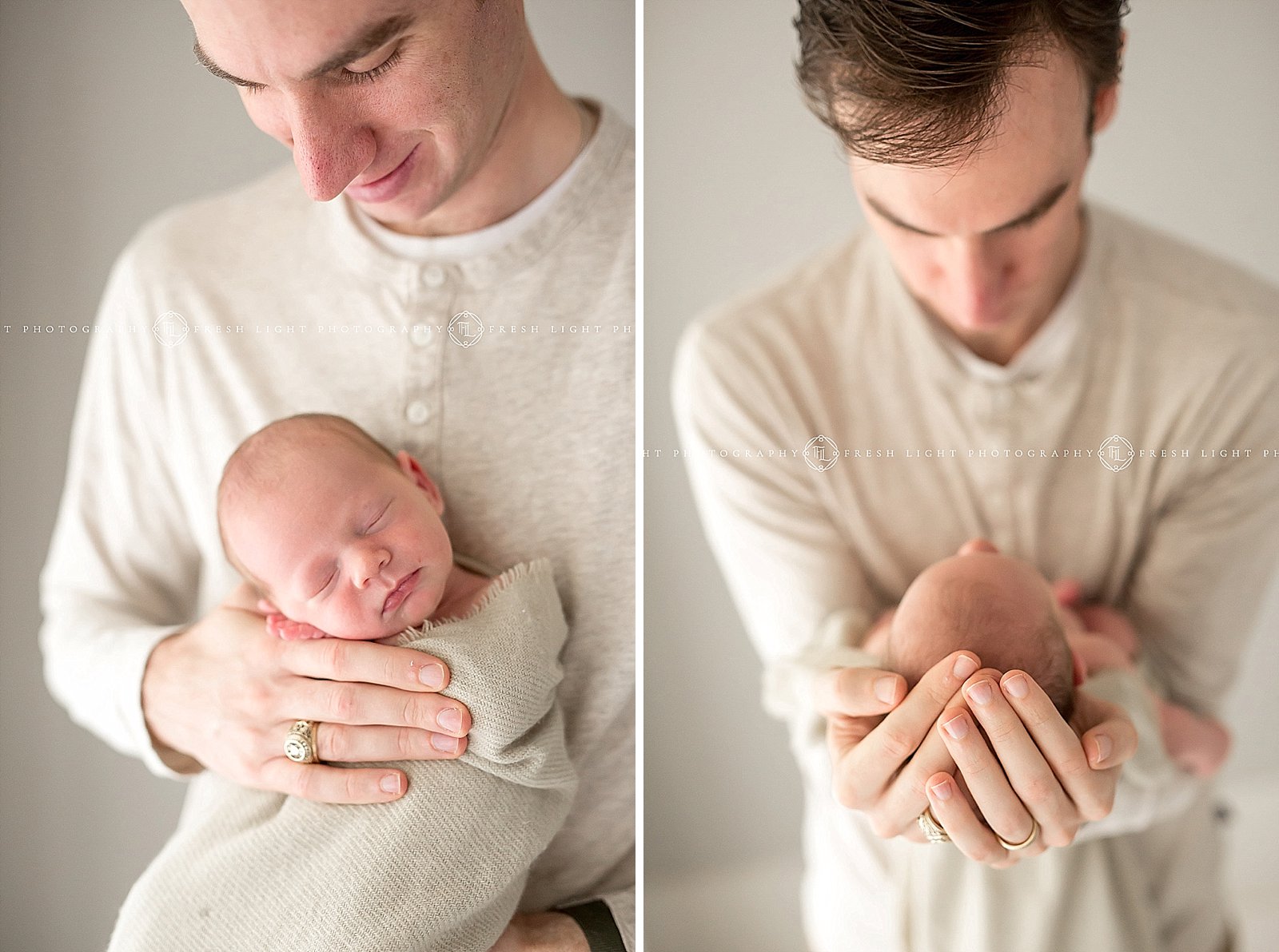 dad holding newborn at his Houston photo session