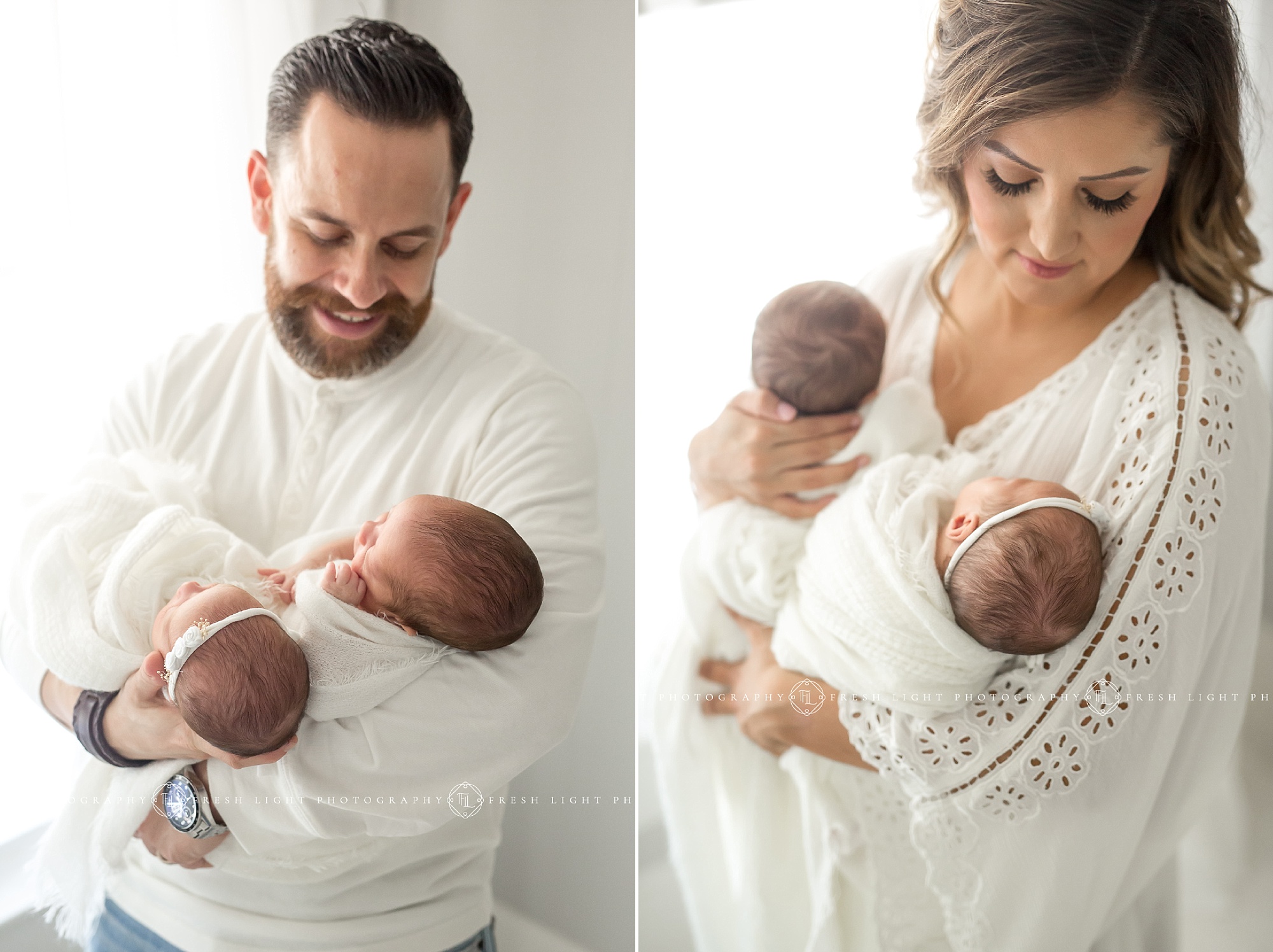 Parents holding Newborn in studio