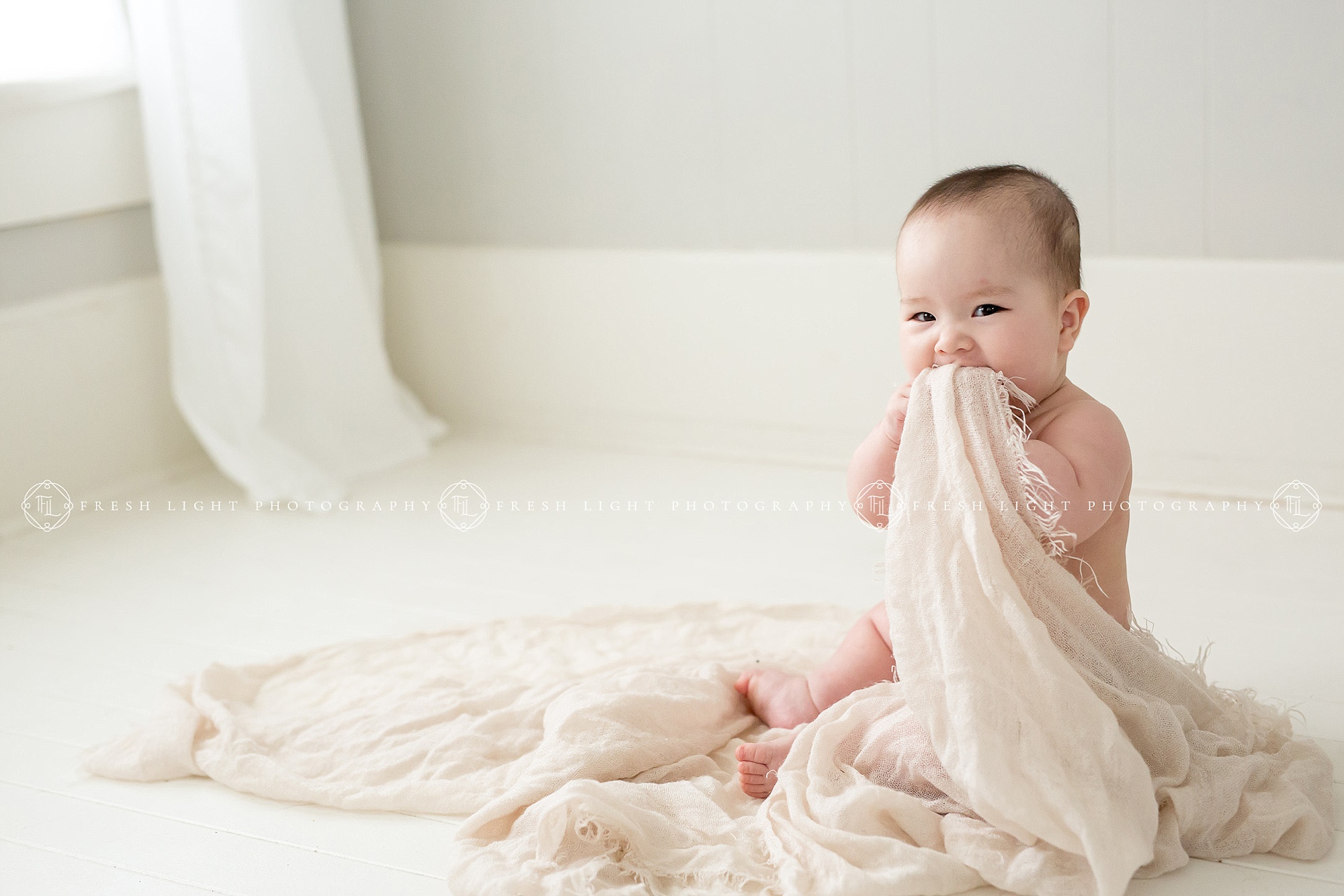 Baby girl in natural light Houston Studio