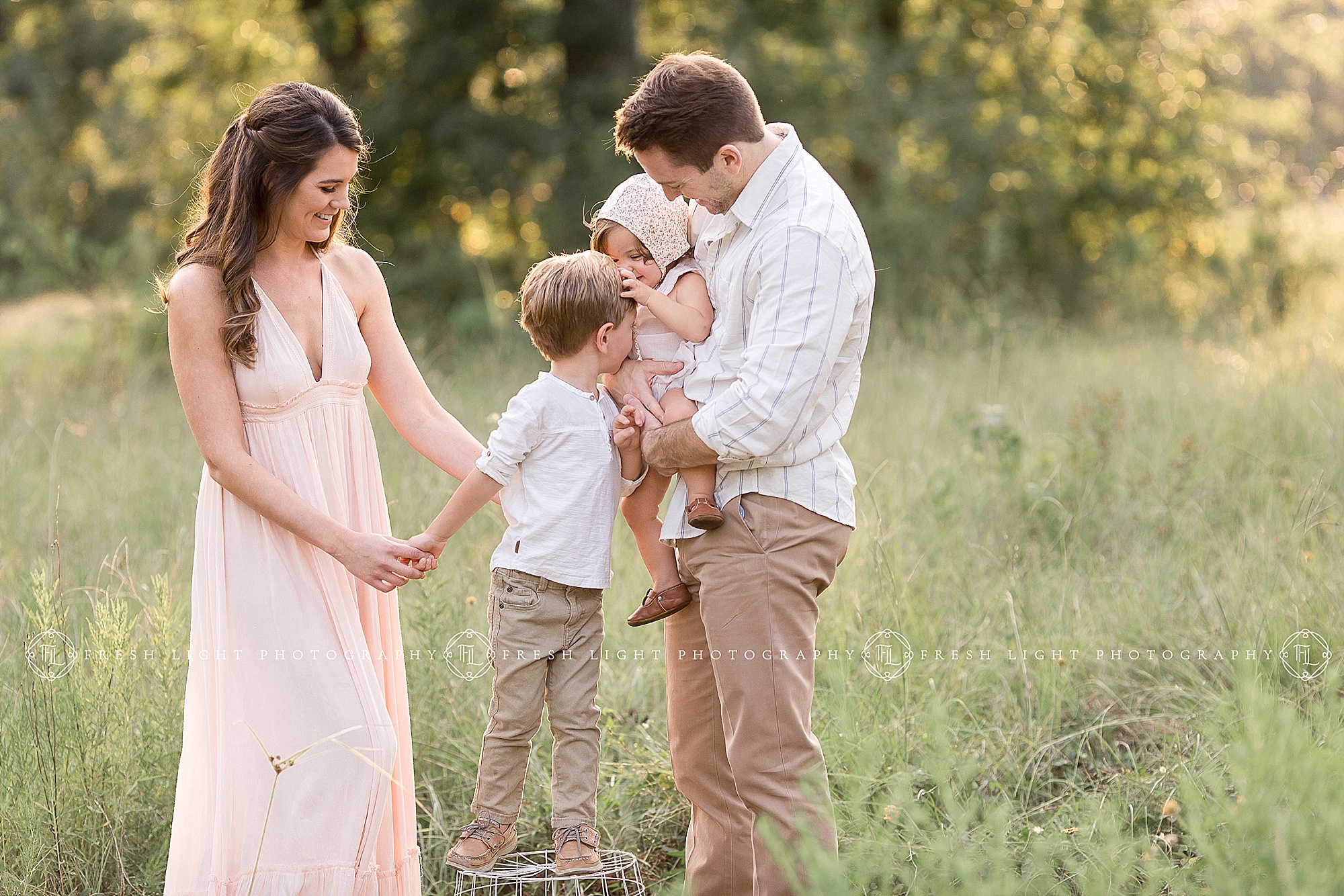 Family in field