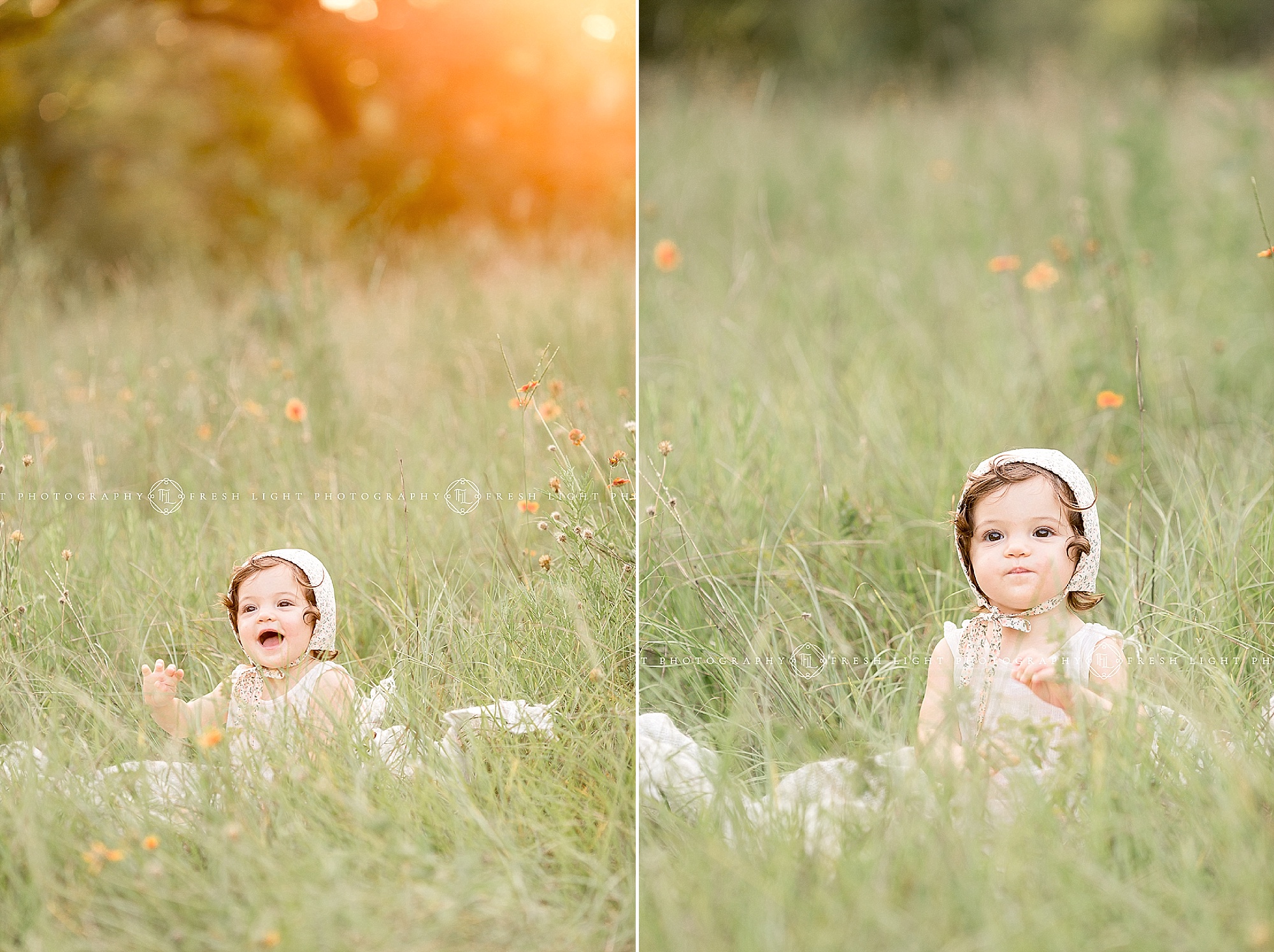 Infant girl in field