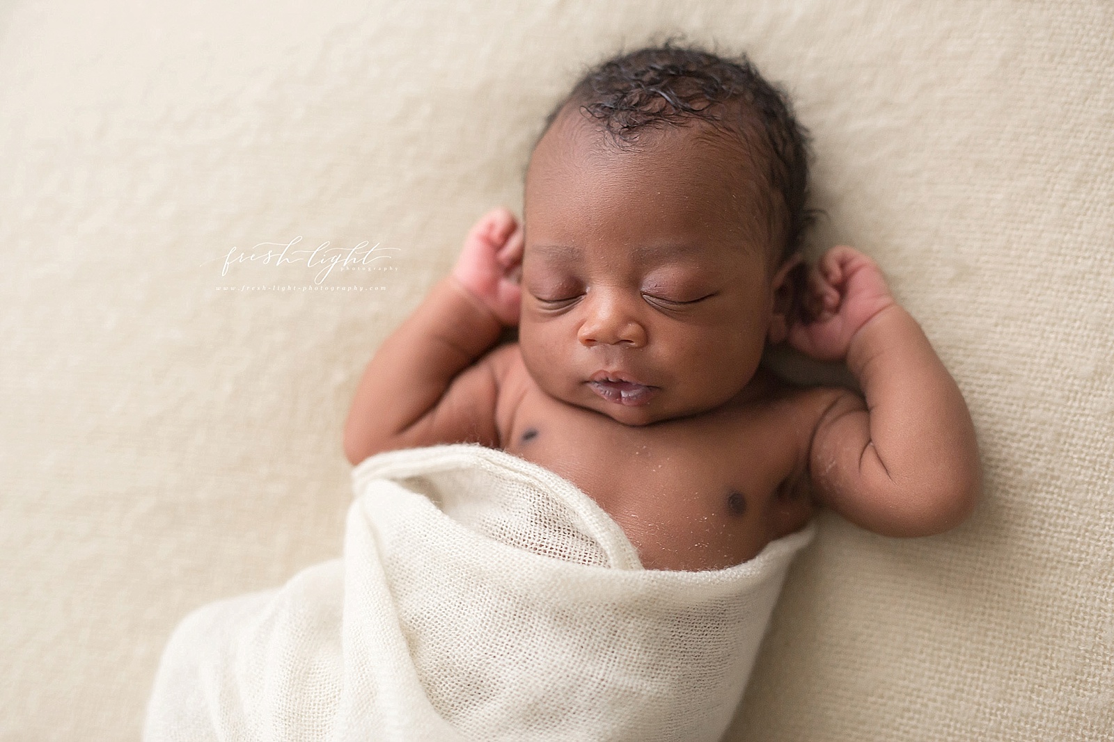 sleeping African American baby in newborn portraits