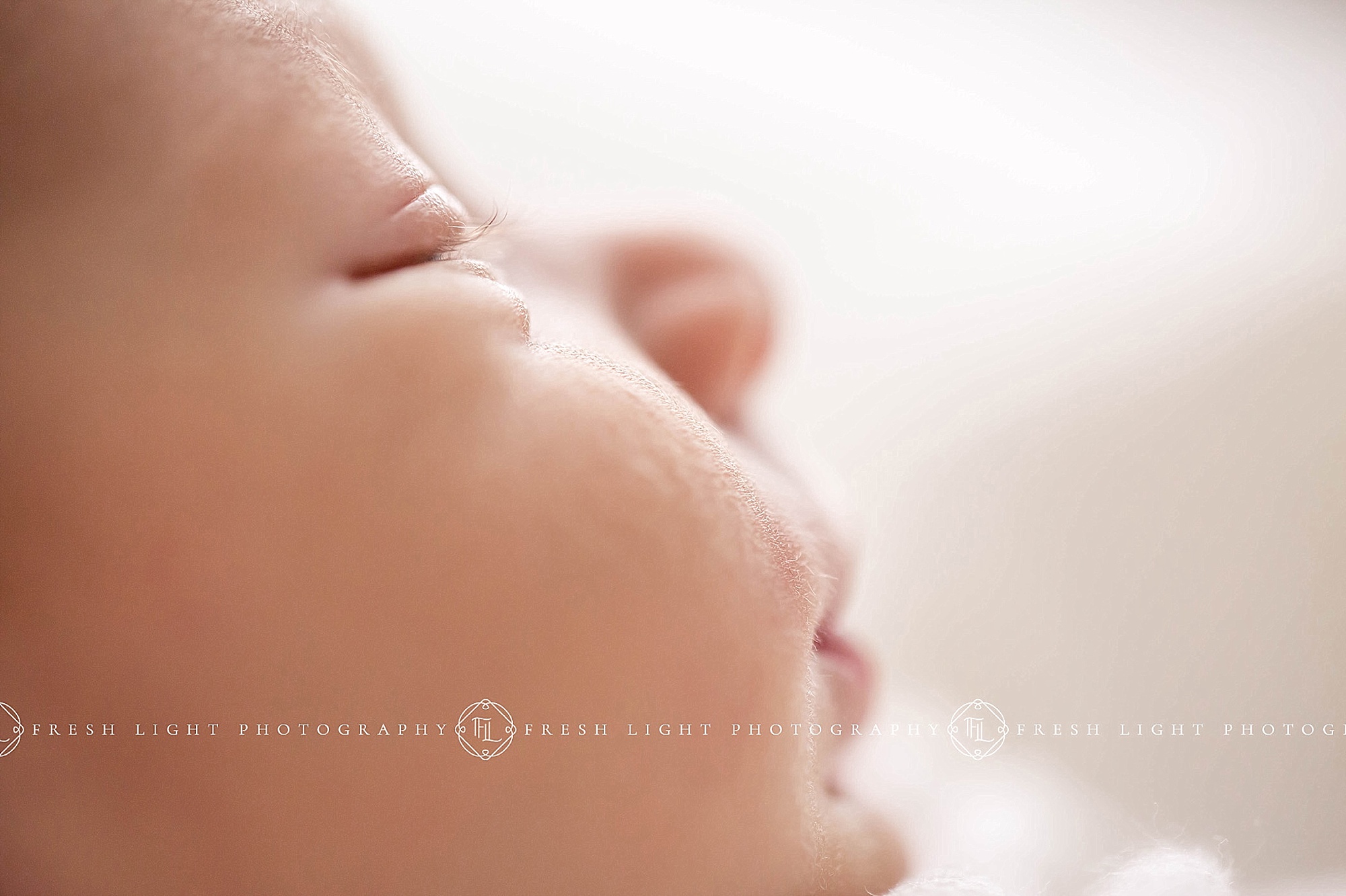 close up of a newborn's fuzzy cheek photographed by houston's fresh light photography 