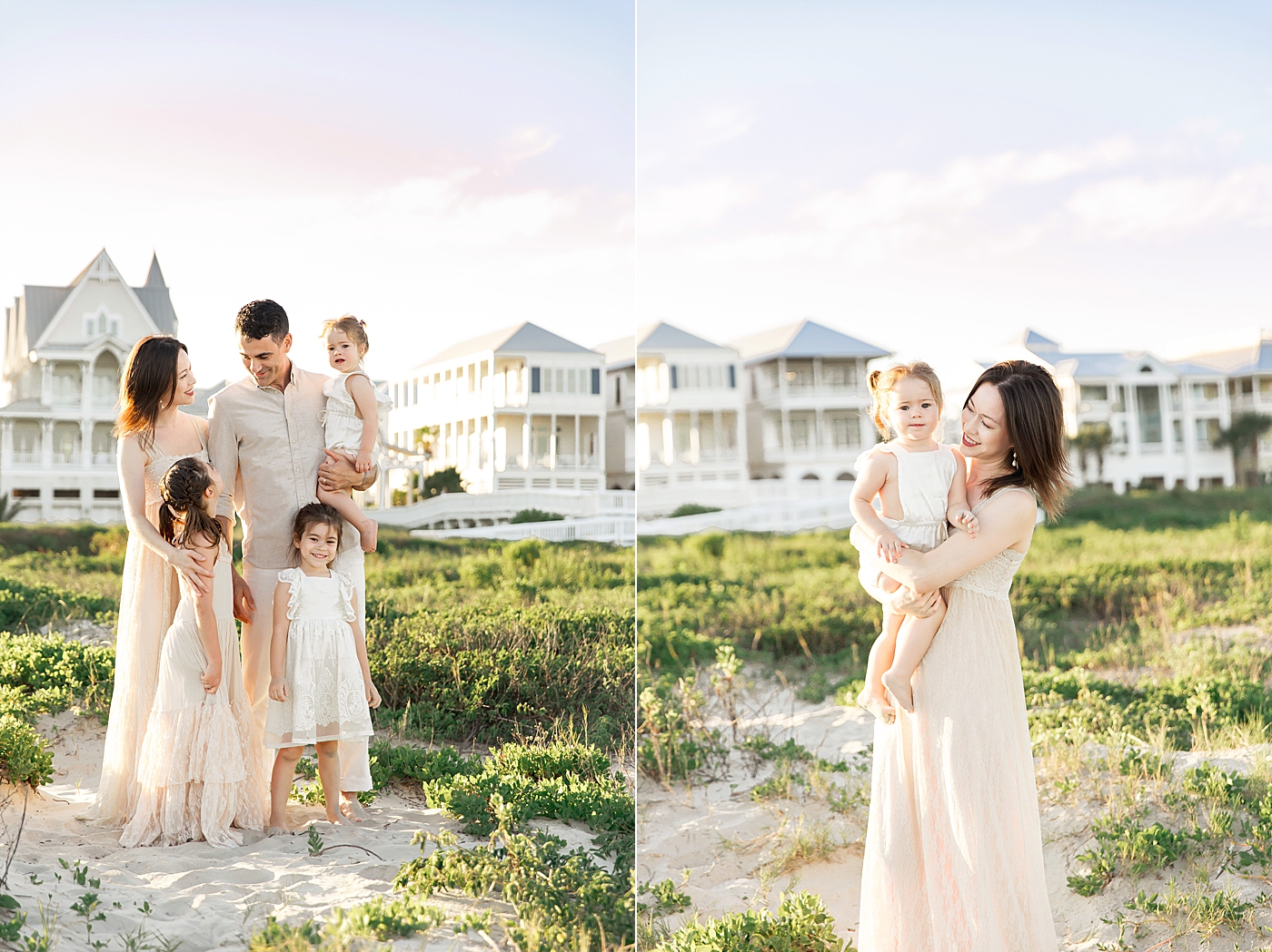 Mom and Dad adoring their children on the beach. Photos by Fresh Light Photography.