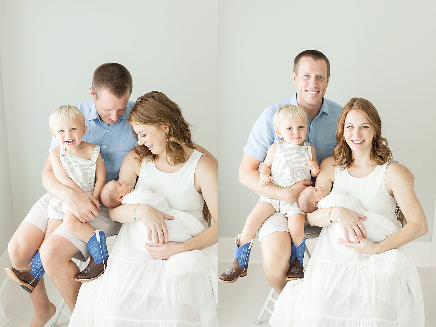 Family photos in newborn studio in the Heights near Houston, TX. Photos by Fresh Light Photography. 