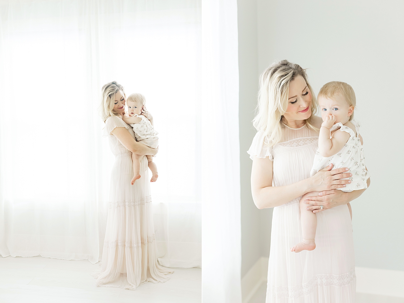 Backlit photo of Mom and baby girl. Photo by Fresh Light Photography.