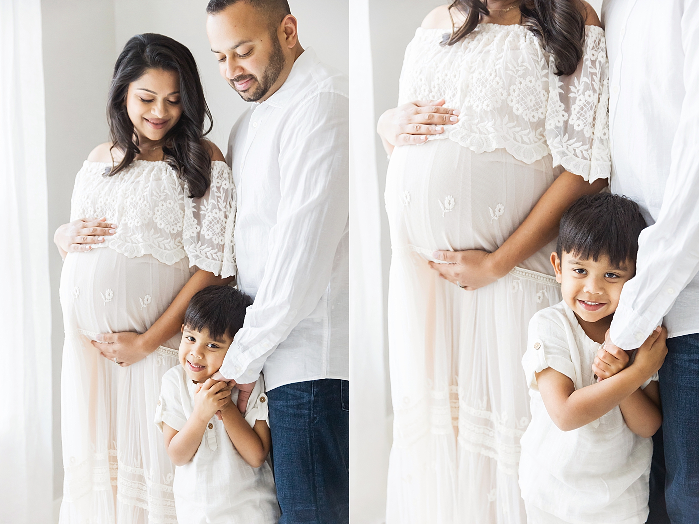 Family maternity session for twin babies. Photo by Fresh Light Photography.