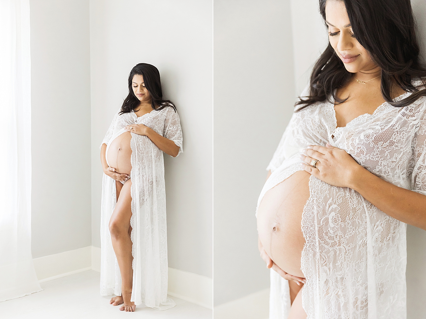 Twin maternity session in Houston Heights studio with Fresh Light Photography.