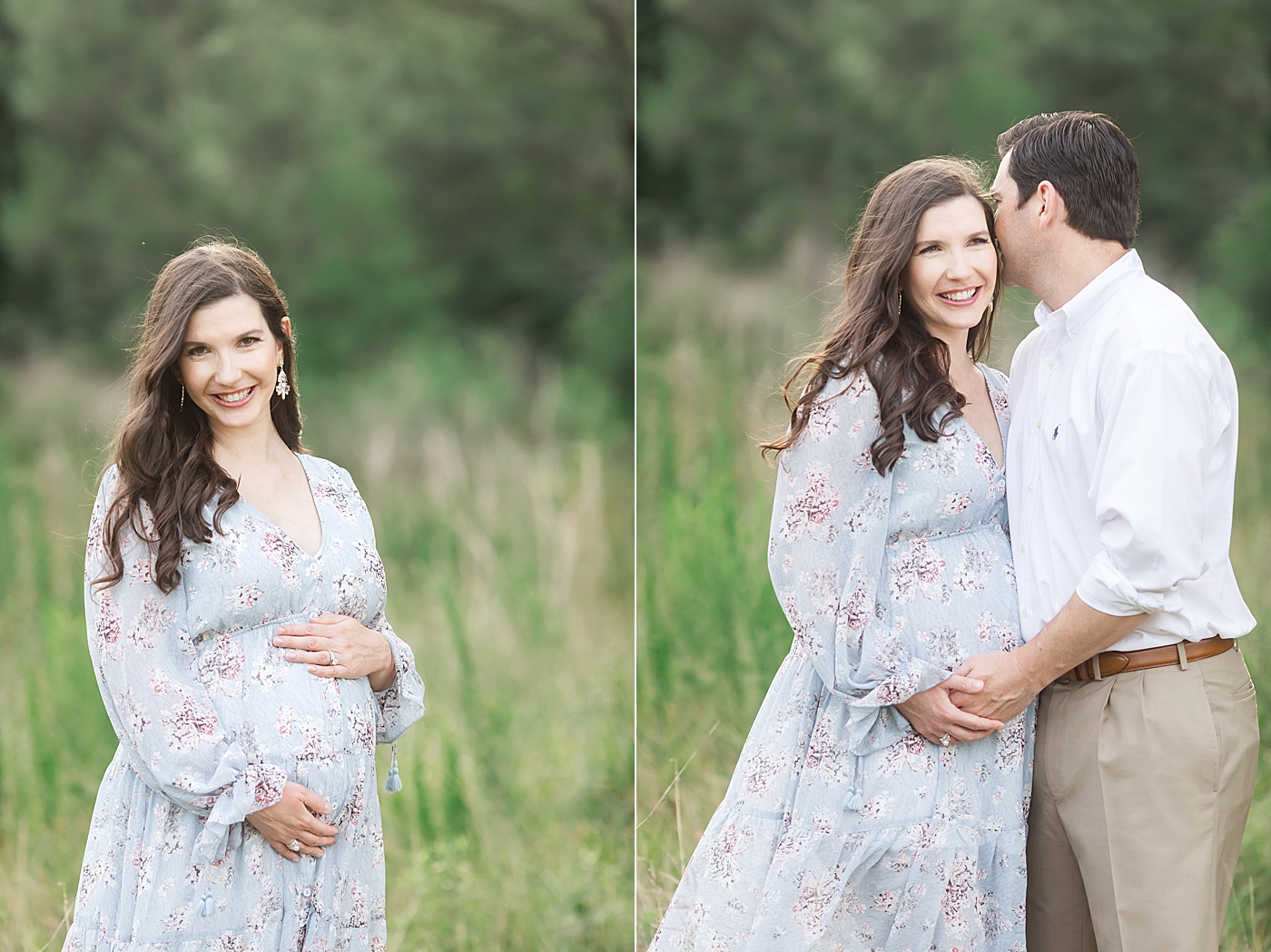 Outdoor maternity session in field in Houston, TX. Photo by Fresh Light Photography.