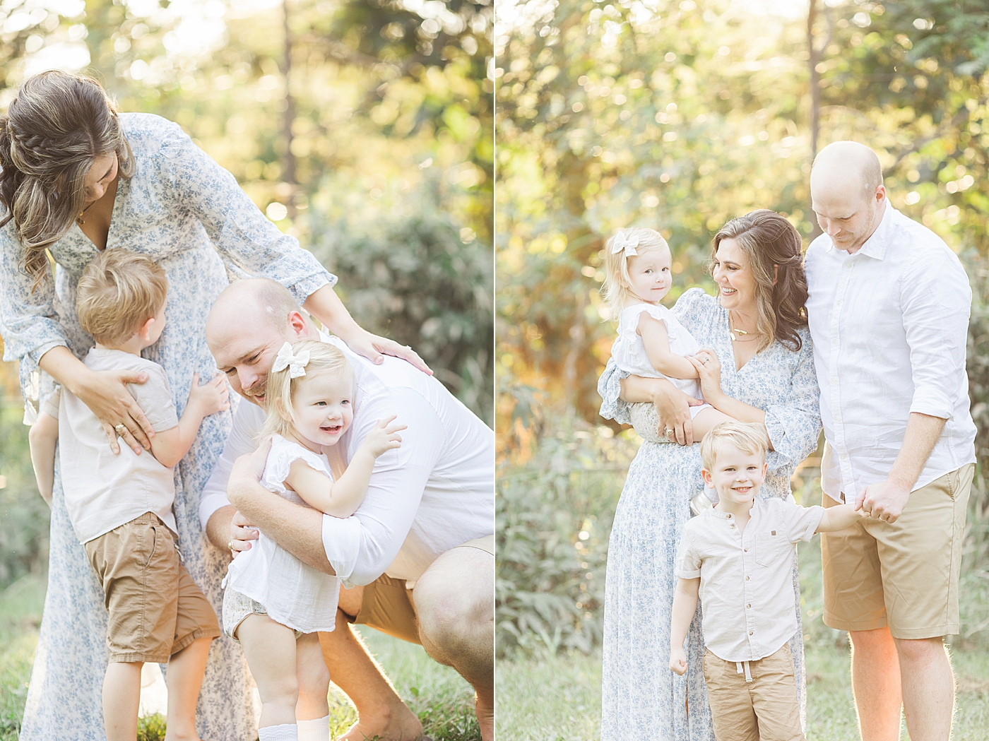 Sunset golden hour photos of family. Photo by Fresh Light Photography.