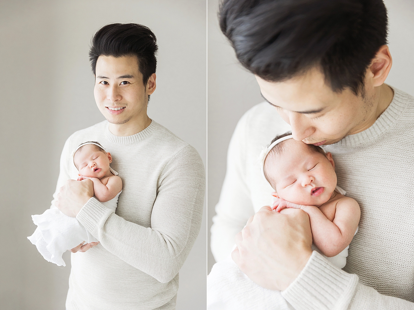 Dad holding his baby girl. Professional newborn photography by Fresh Light Photography.