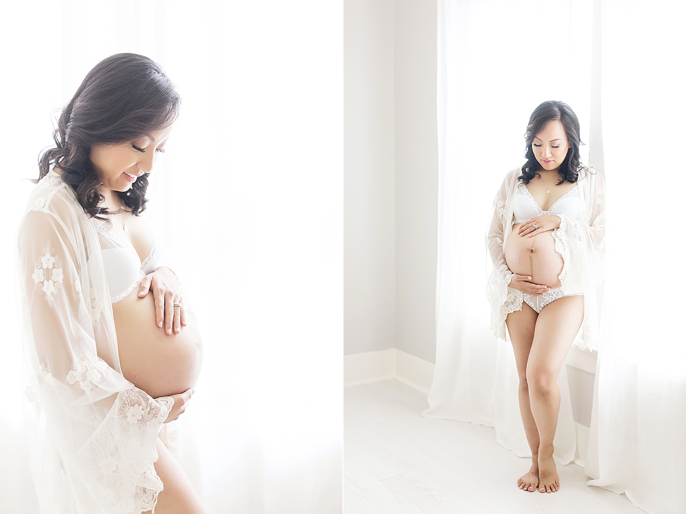 Boudoir maternity photos in studio in Houston. Photos by Fresh Light Photography.