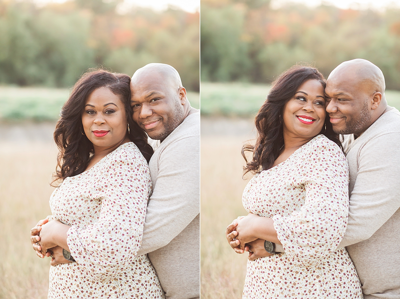 Mom and Dad pose for a photo together during fall family session. Photo by Fresh Light Photography.