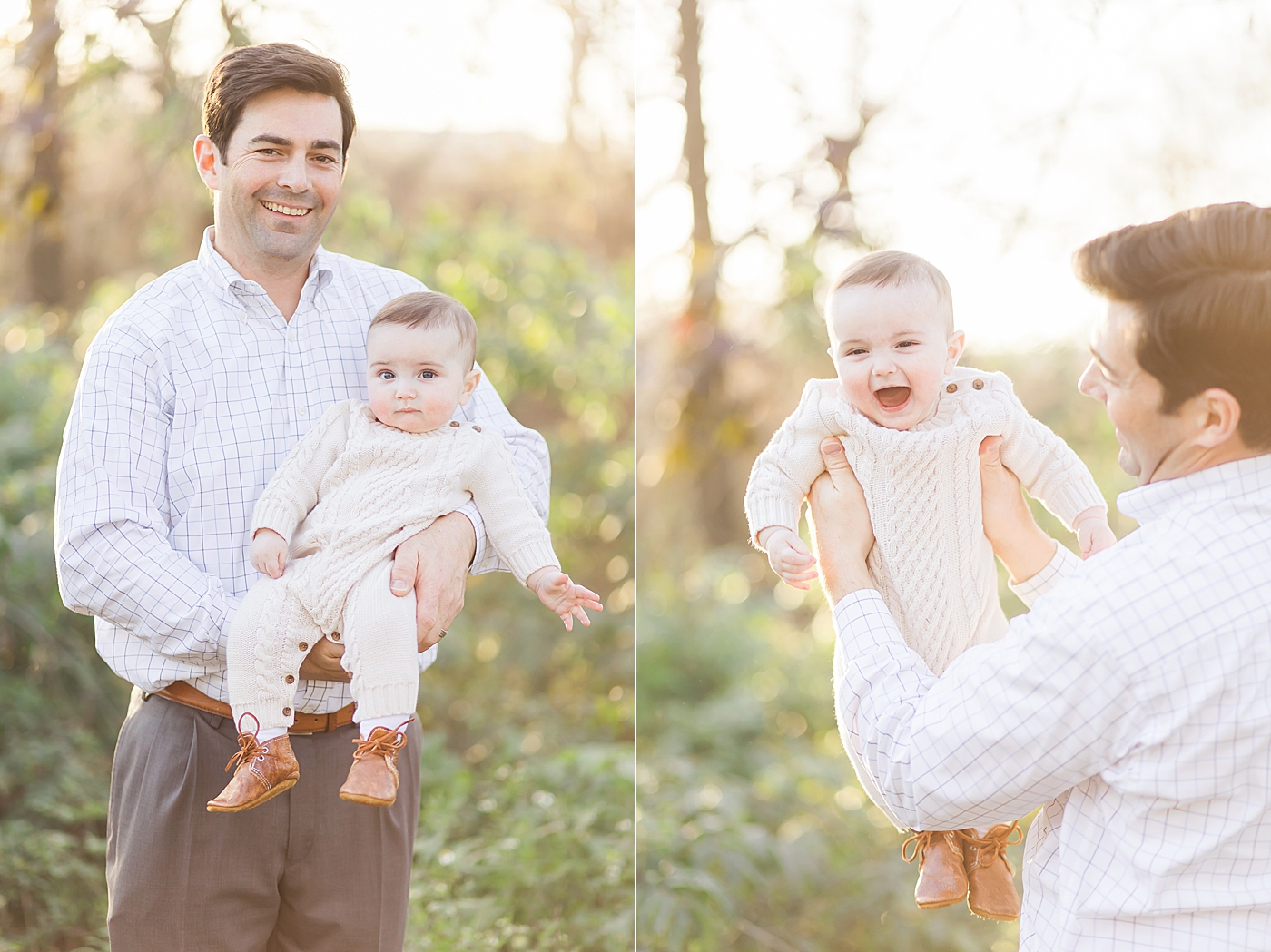 Father-son photos during outdoor family session in Houston TX. Photo by Fresh Light Photography.