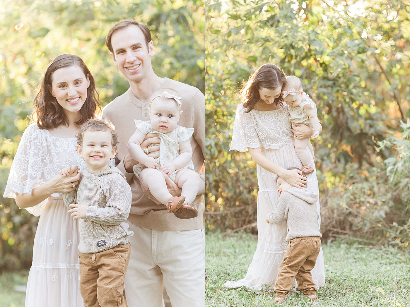 Mom and Dad holding their two children for family portraits in Houston with Fresh Light Photography.