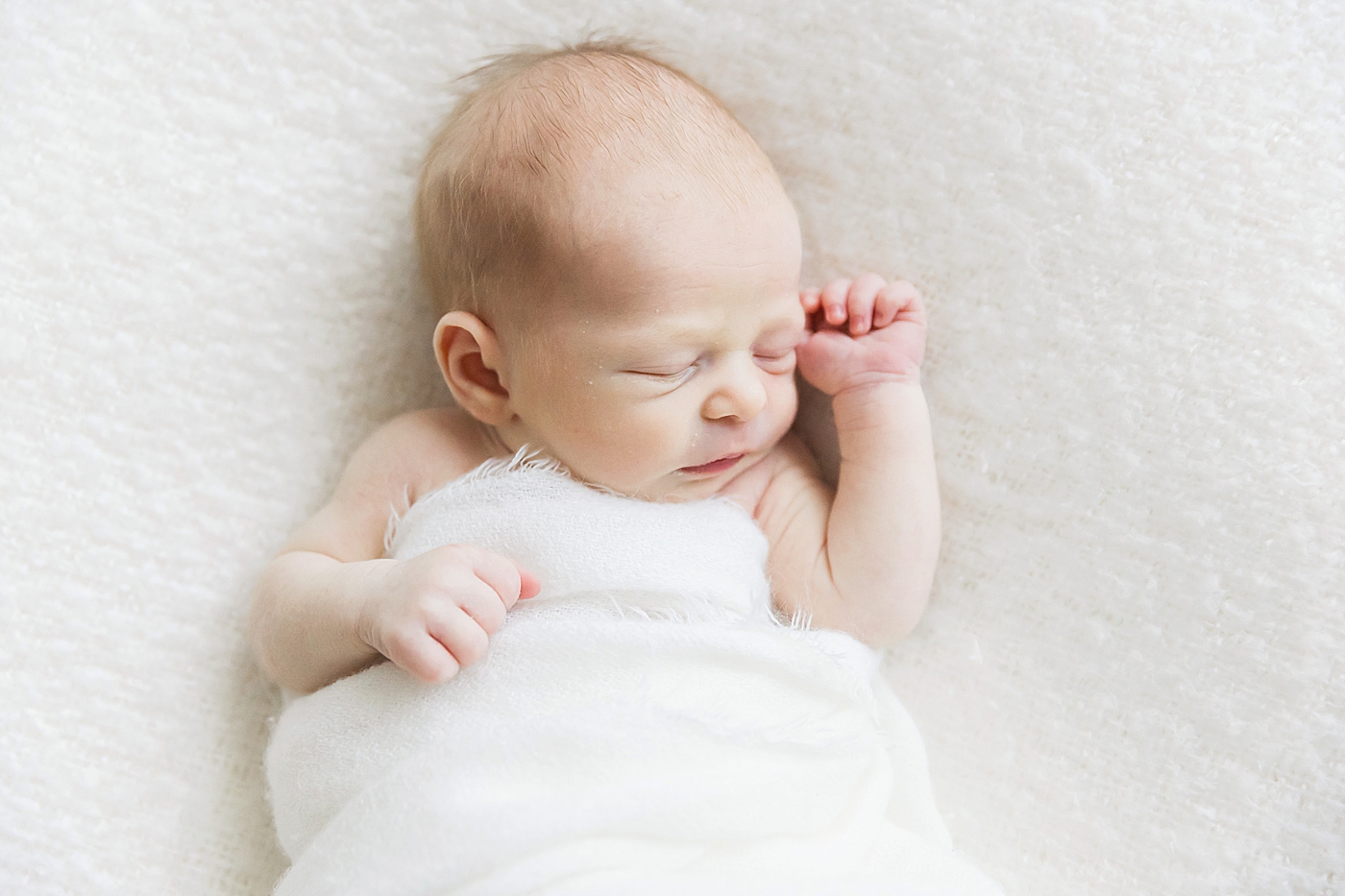 Baby boy sleeping for newborn photos. Photo by Fresh Light Photography.