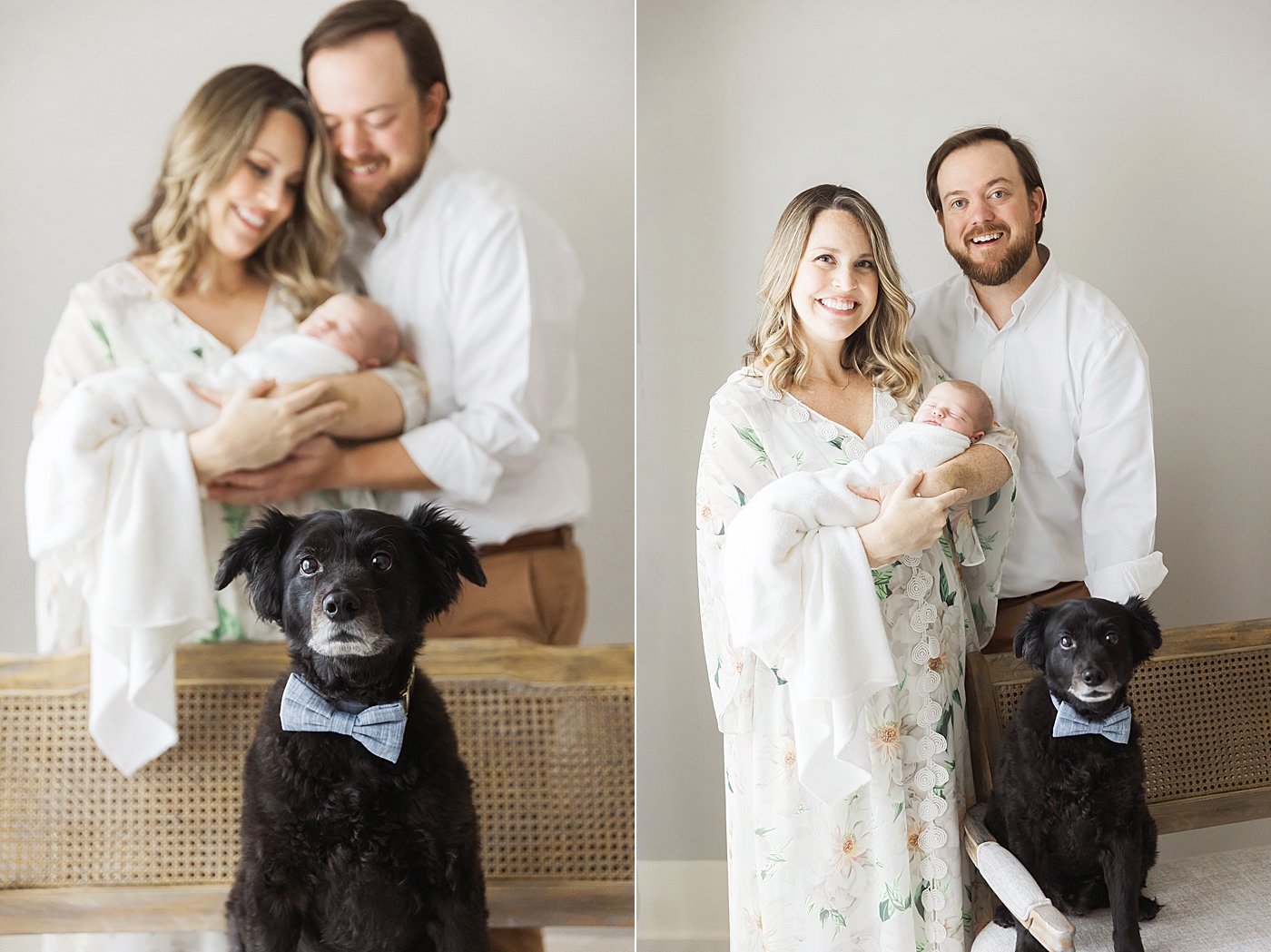 Family including fur baby in newborn session. Photo by Fresh Light Photography.