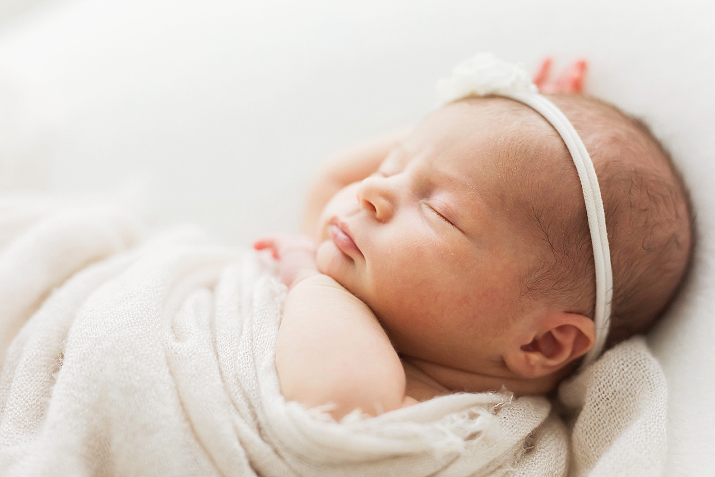 Baby girl sleeping for newborn photos. Photo by Fresh Light Photography