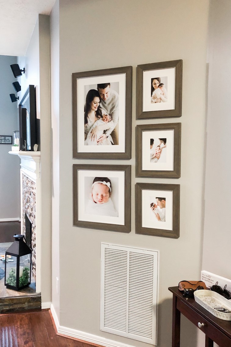 Wall gallery from newborn session in studio. Photo by Fresh Light Photography.