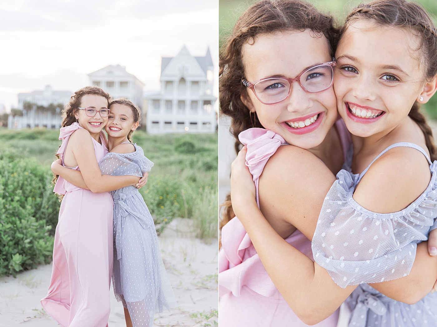 Sisters hugging during family photos. Photo by Fresh Light Photography.
