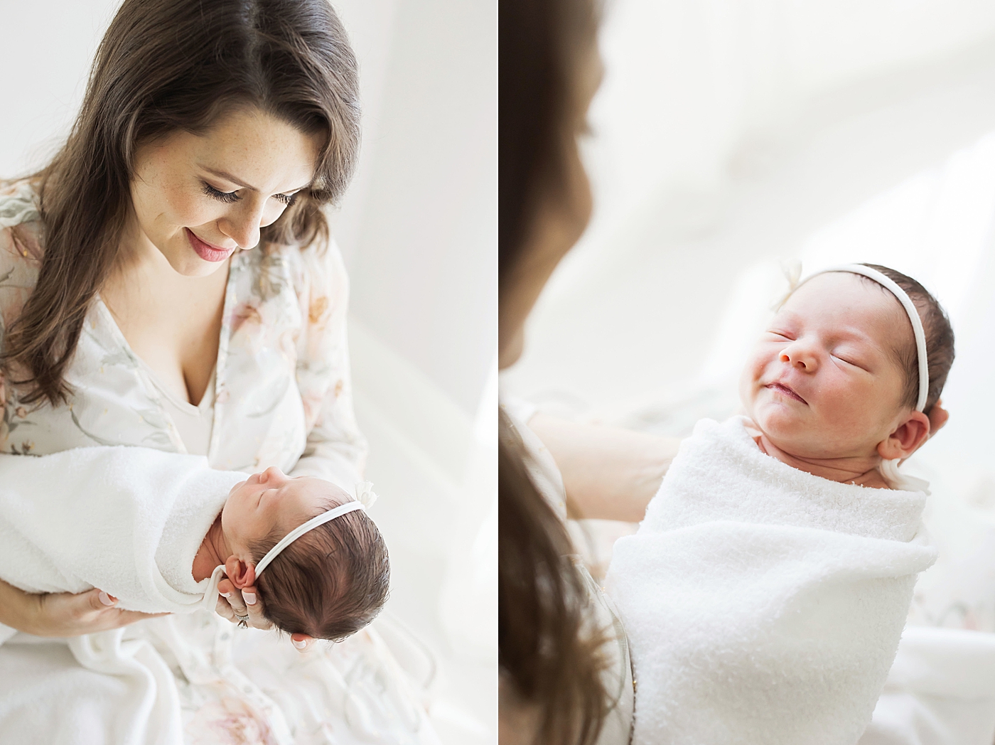 Mom holding her newborn daughter. Photo by Fresh Light Photography.