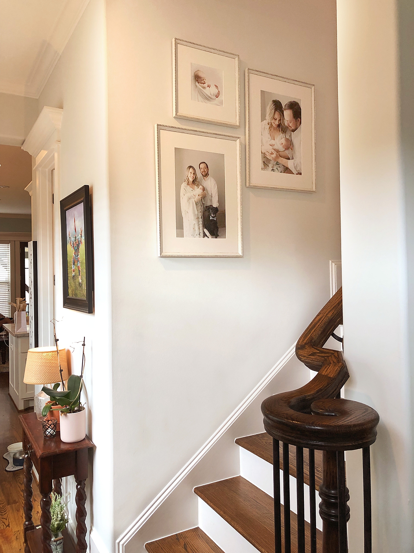 Custom design and gallery wall on stairway by Fresh Light Photography.