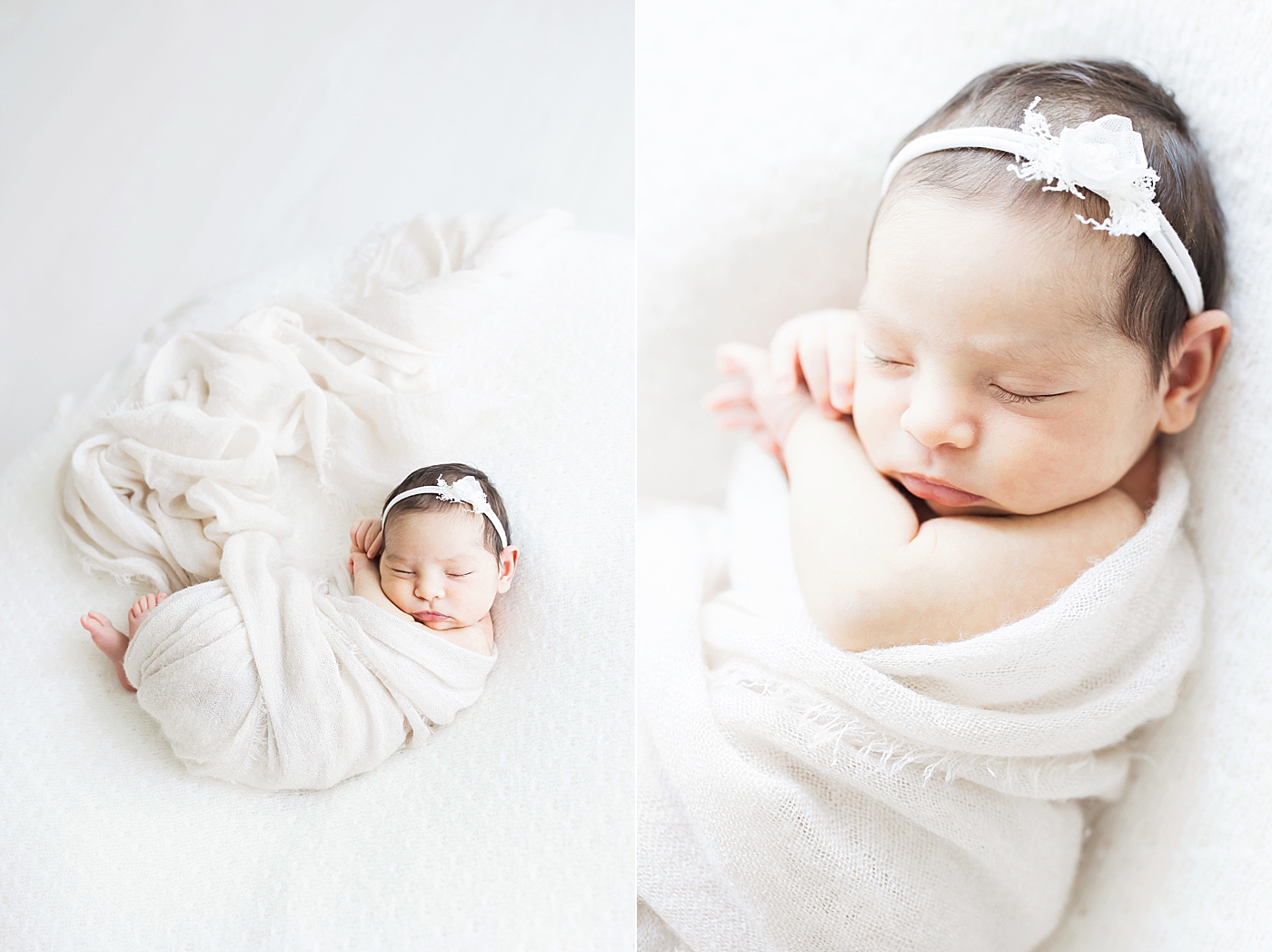 Baby girl sleeping during newborn photoshoot. Photo by Fresh Light Photography.