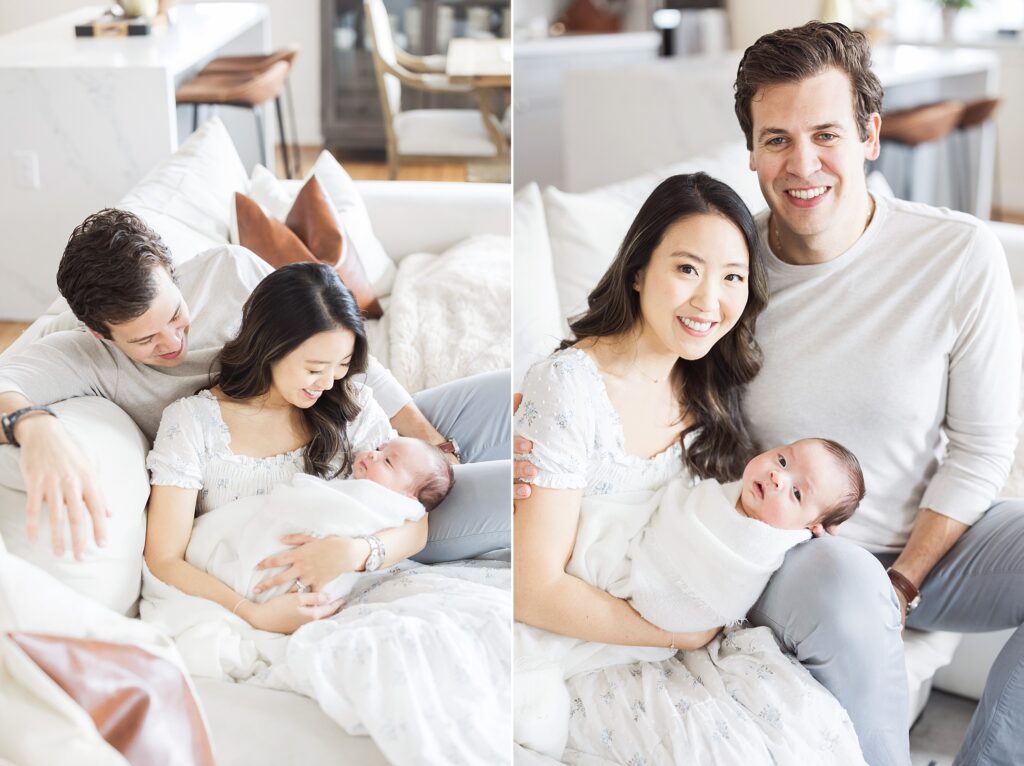 Houston in-home newborn session with a focus on the bond between mom, dad, and their precious newborn baby.