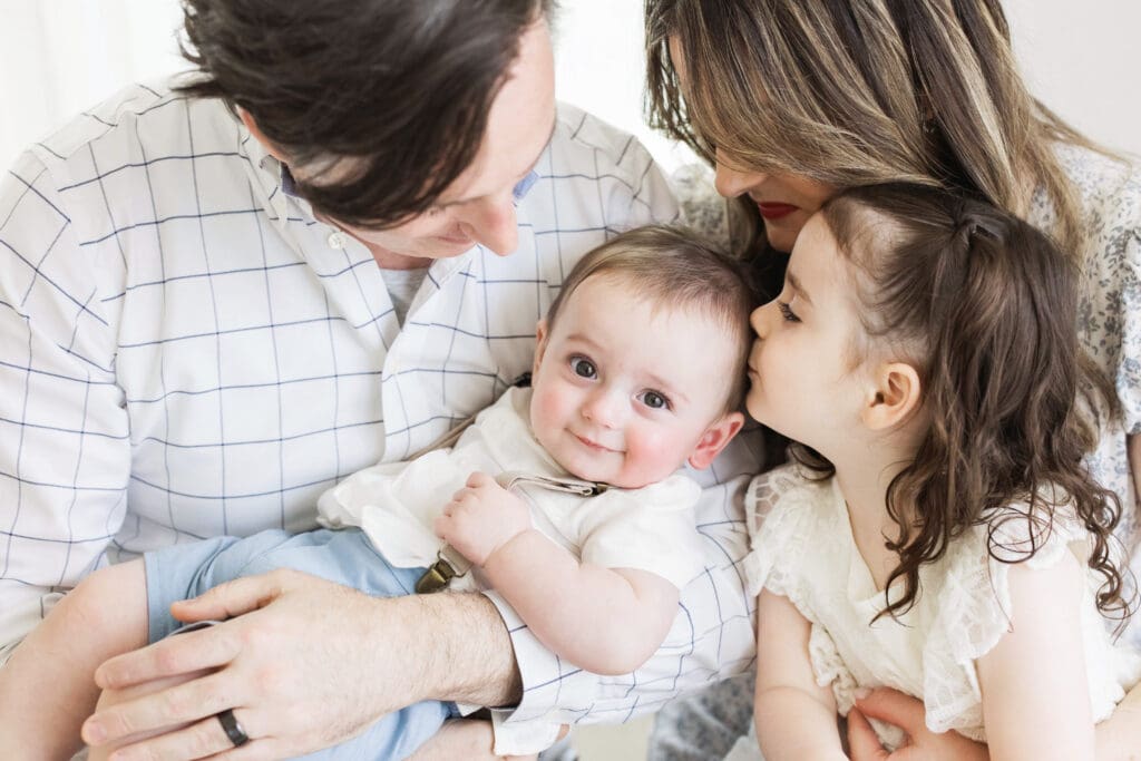 Family portrait captured during a studio-based family photography session in Houston Heights, TX